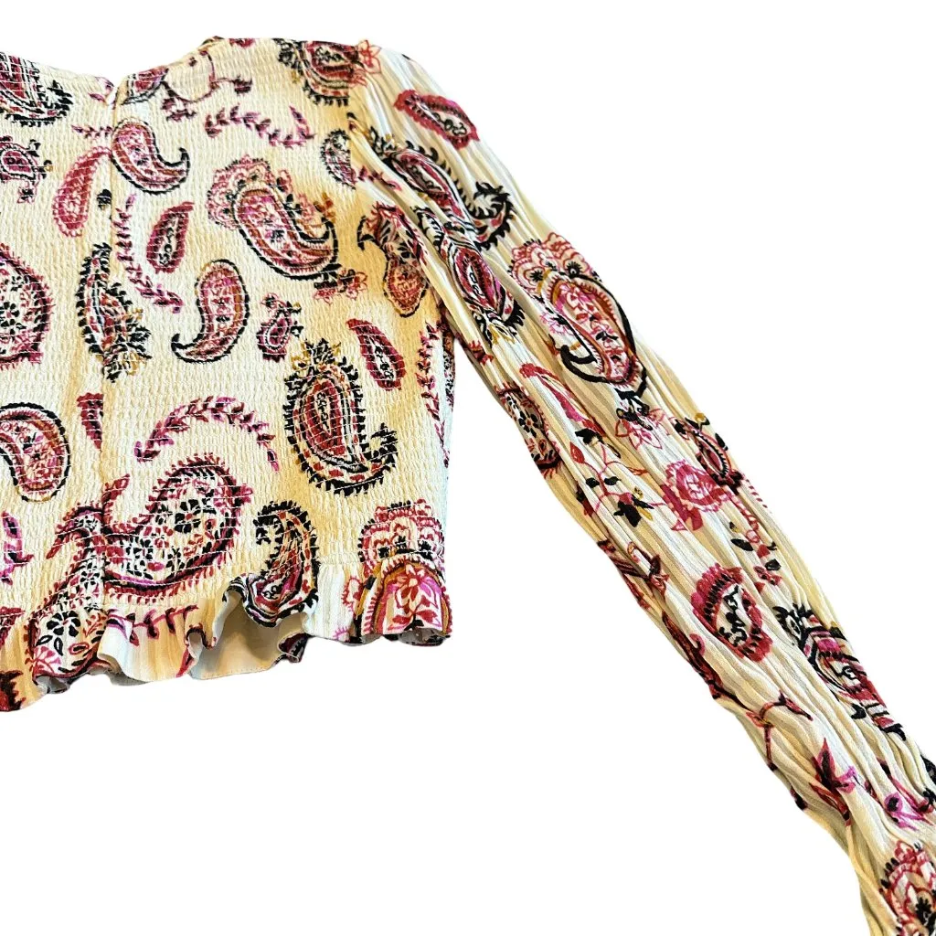 Wilfred Aritzia Lilith Long Sleeve Blouse Shirt Top Paisley Smocked Size Small - Image 10