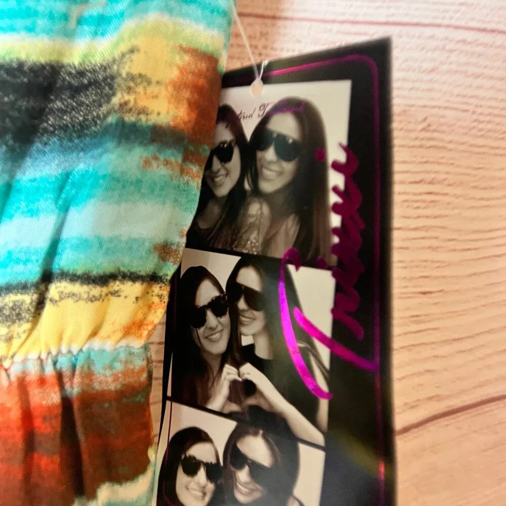 Trixxi Women's Maxi Flutter Multi-color Print Top Long Length Dress Sz M - Image 13