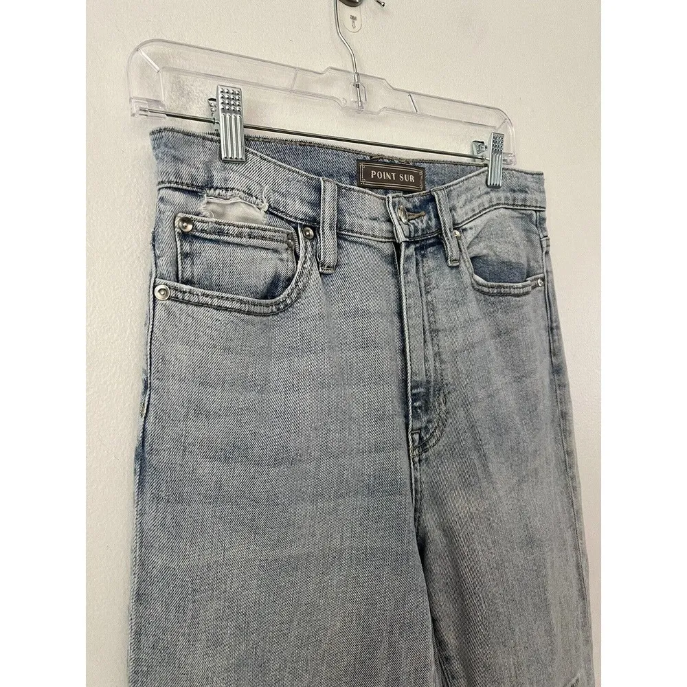 Point Sur High Rise Distressed Light Wash Slim Boyfriend Fit Jeans Women’s Sz 27 - Image 3