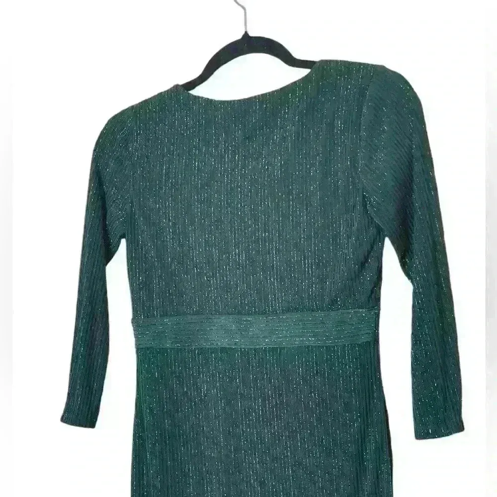 Forever 21 Emerald Green Long Sleeved Sparkly Mini Dress Medium Holiday Party - Image 5