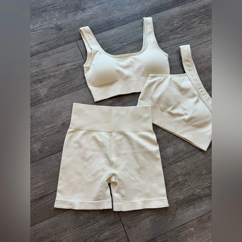 QQQ 3 pieces Cream Ribbed Intimates Set - Image 11