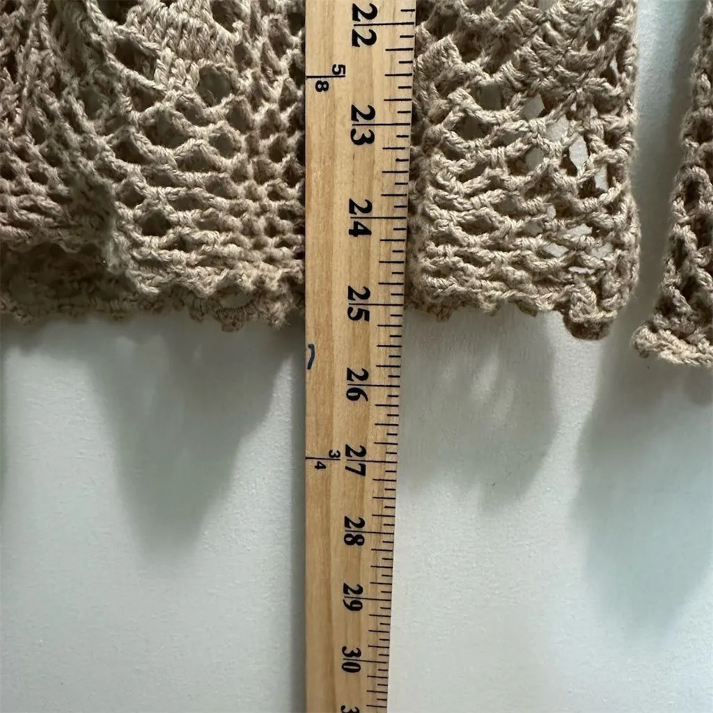 John Paul Richard Womens‎ Beige Crochet Sweater Top PS Festival Boho Cottagecore Tan Size undefined - Image 9