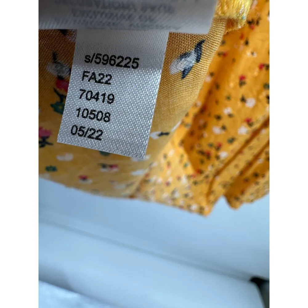 Loft Blouse Women Medium Orange Yellow Floral Lacy Flutter Sleeve Top Feminine - Image 7