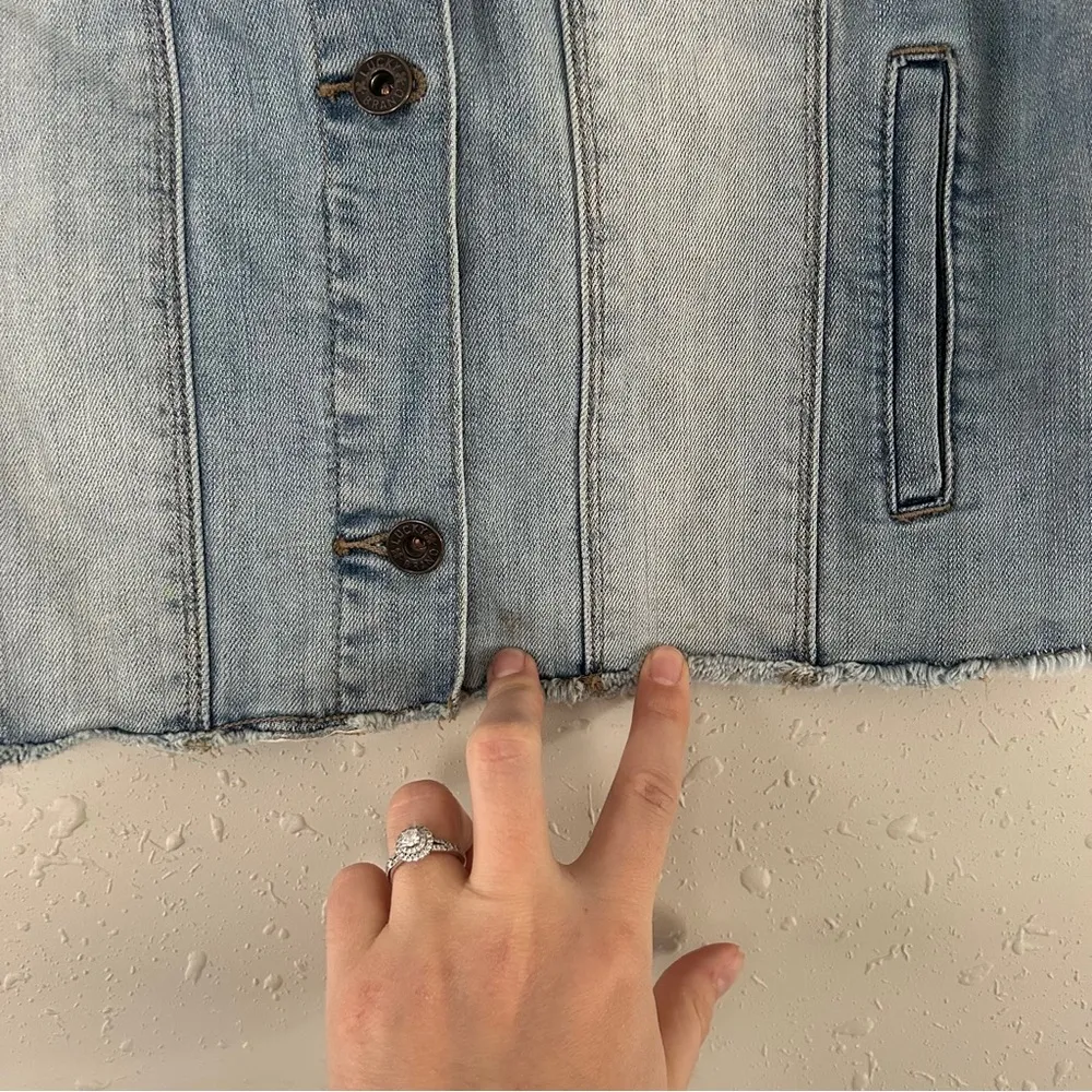 Lucky Brand  Denim Eyelet Lace Vest Western Country Concert Summer Casual Large - Image 7