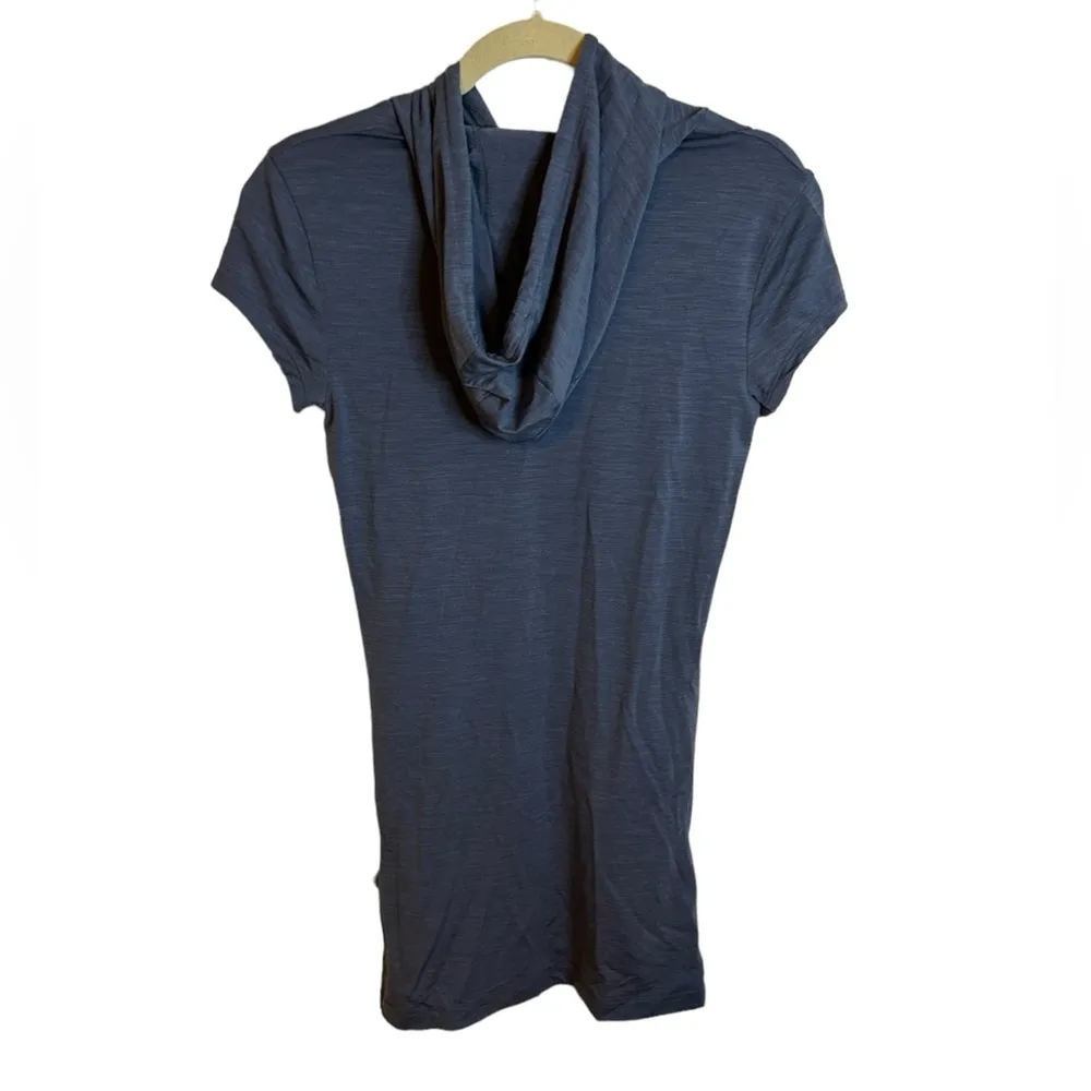 ICEBREAKER MERINO WOOL NAVY BLUE HOODED SHIRT DRESS - Image 2