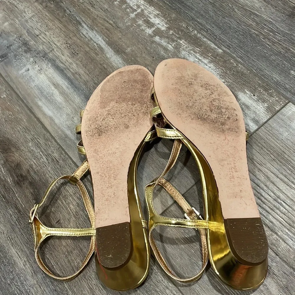 Kate Spade strappy gold low wedge sandals 1.25 inch heel - Image 4