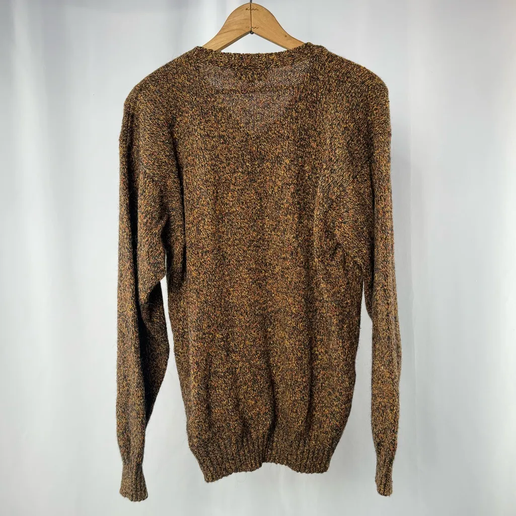 Tuttle Golf‎ Collection Silk Alpaca Wool Blend V Neck Sweater in Brown Medium - Image 3