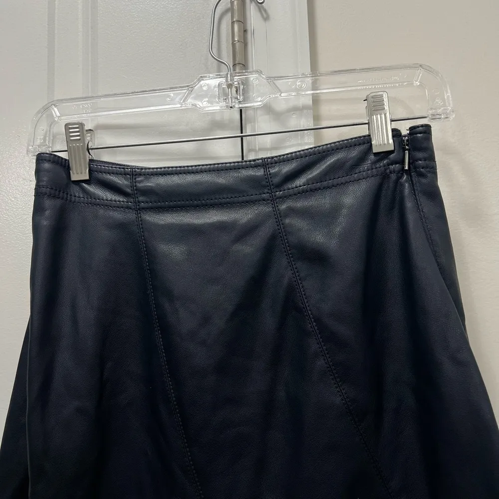 Rebecca Taylor Navy Blue Faux Leather Skirt Size 2 US $375 - Image 4