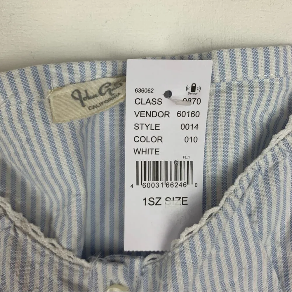 John Galt women's one size small stripe dress blue white seersucker brandy mini - Image 3