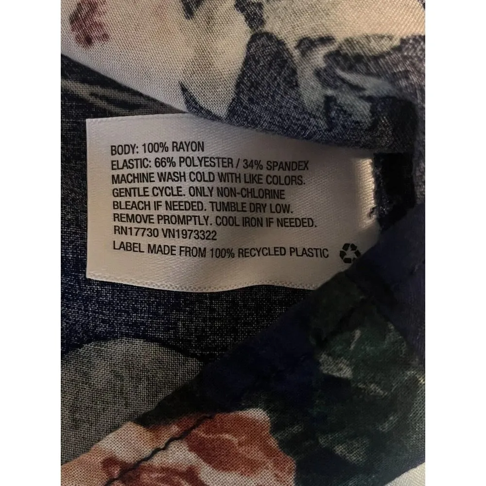 Xhileration Women’s Floral Top Long Ruffle Sleeve Shirt Blouse Navy Size XS - Image 6