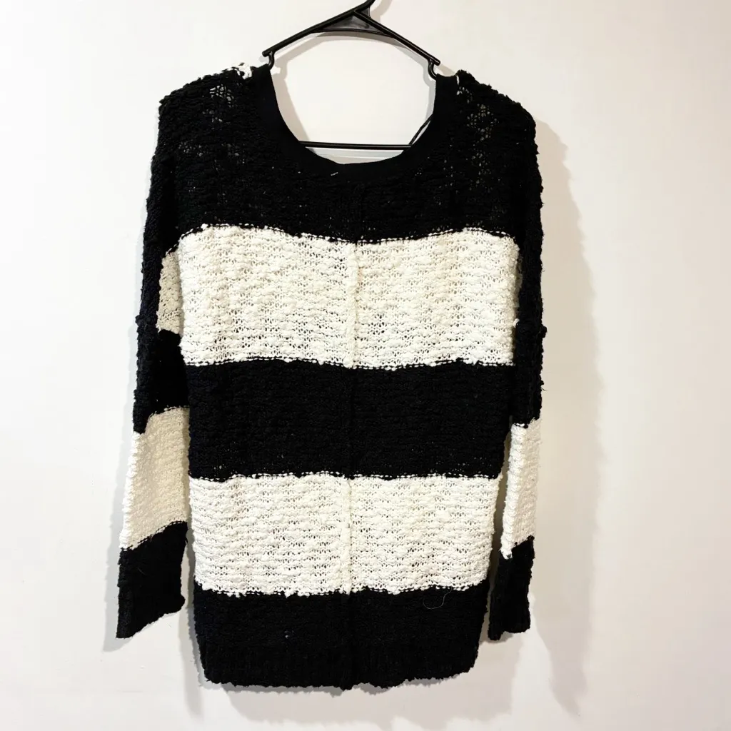 Free People Women's White Songbird Rugby Stripe Bouclé Sweater Striped Size XS - Image 6