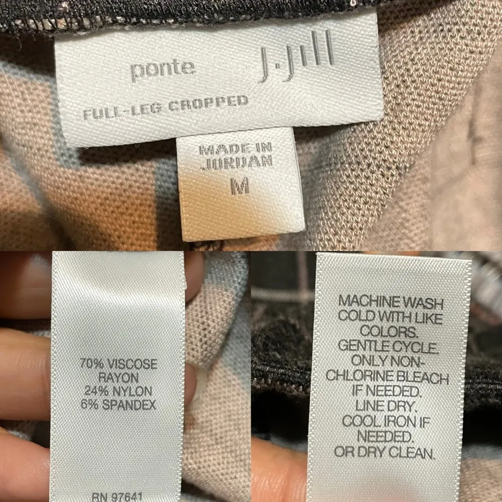 J Jill Womens Pants Gray Pink Plaid Ponte Full Leg Crop Pull On Stretch Medium - Image 7