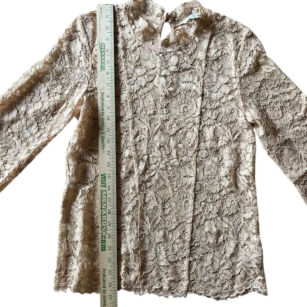 Shilla Chic Lace Blouse in Cream Pink Size Small Office Bohemian Business Casual - Image 6