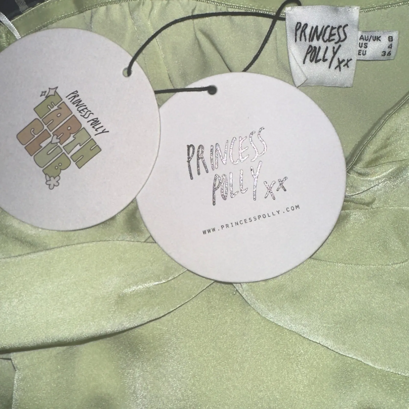 Princess Polly Strapless Mini‎ Dress Sage Green Twist Front Party Cocktail 4 - Image 6