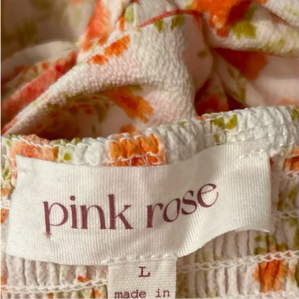 Pink Rose Cropped Elastic Adjustable Shirred Floral Tank Top Size Large - Image 9