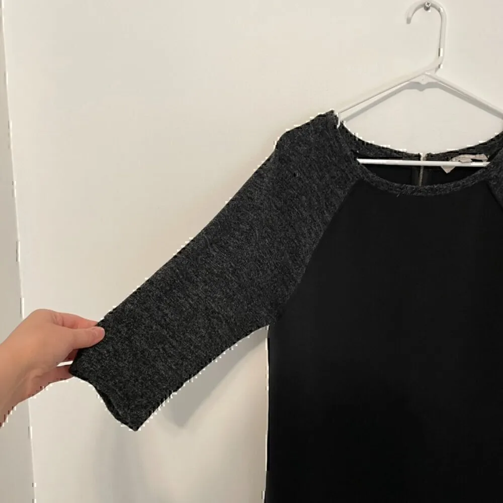 ANN TAYLOR LOFT Raglan Sleeve Colorblock Shift Dress Black Marled 3/4 Sleeve 12 - Image 6