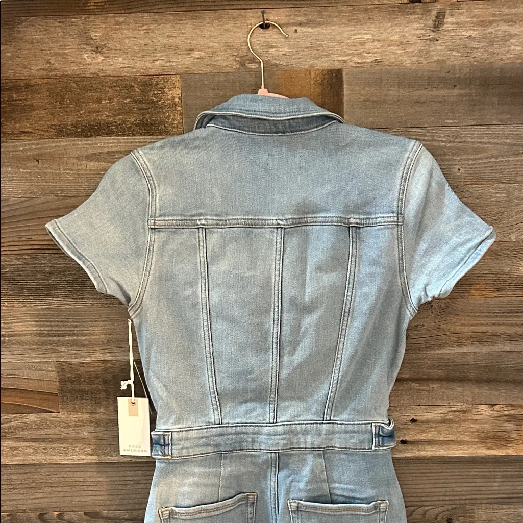 Good American  Fit For Success Stretch Denim Jumpsuit Size Small NWT - Image 11