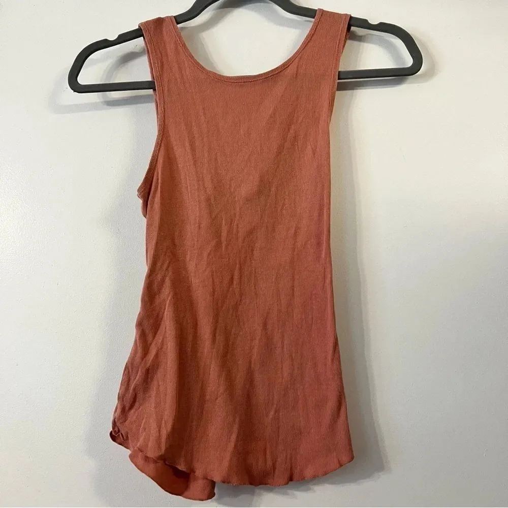 Free People Intimately Pfeiffer Tank Top Ribbed Twist Back Cutout Rose Pink XS - Image 3