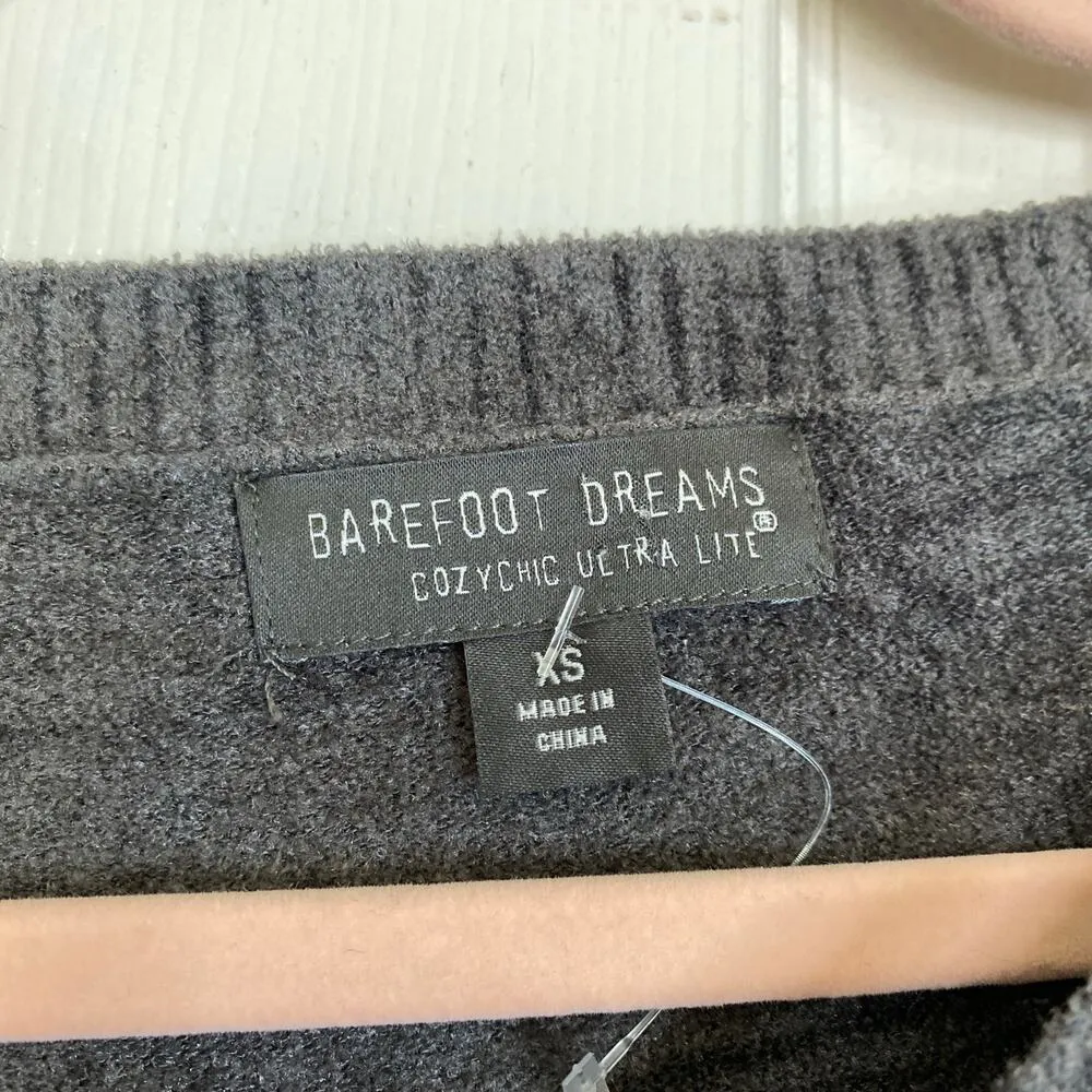 BAREFOOT DREAMS Cozy Chic Ultra Lite Knit Pullover Sweater Grey Size XS Lounge - Image 3