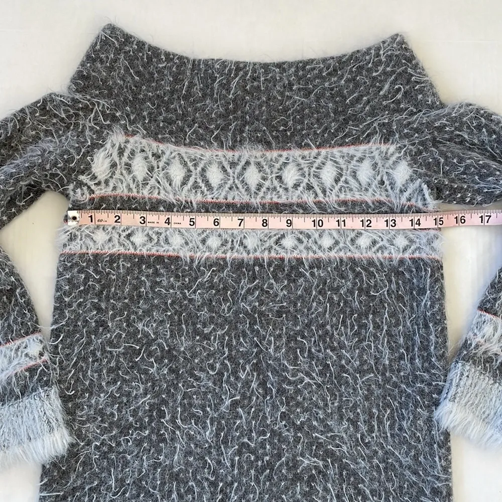 Anthropologie Sleeping on Snow Off The Shoulder Gray Sweater Wool Blend XS - Image 13
