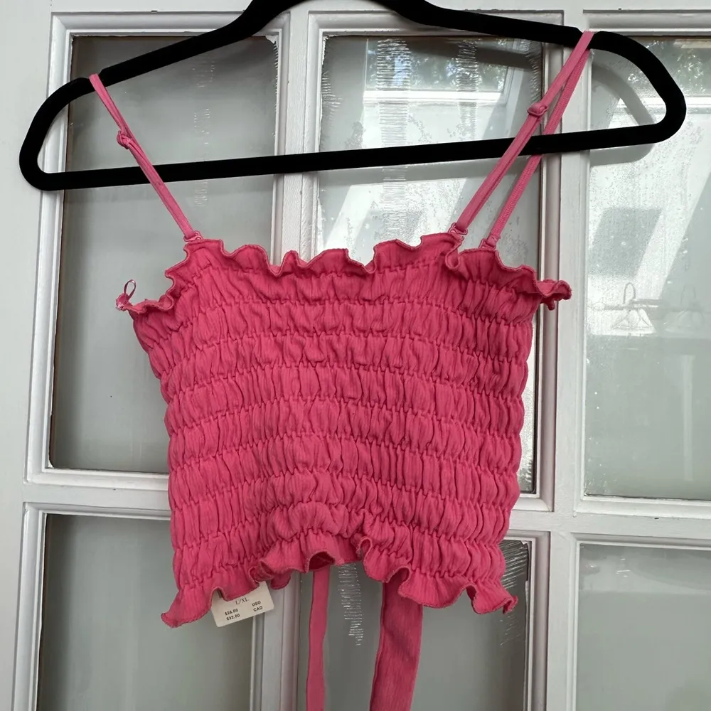 Anthropologie Tie Bandeau Crop Top Pink Raspberry Women’s Size L / XL NWT - Image 5