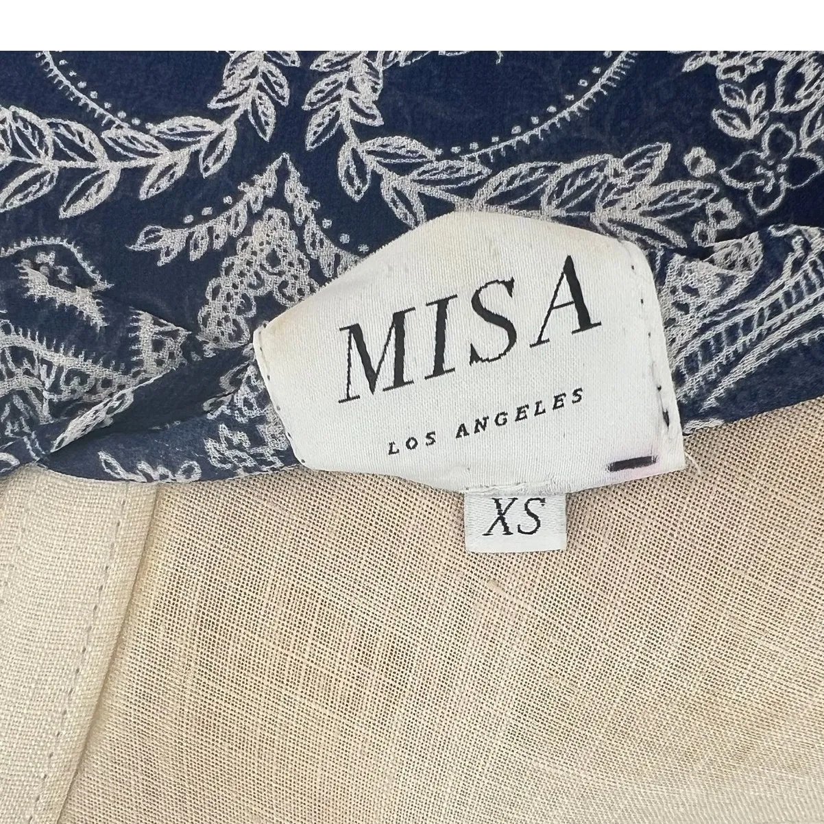 Misa Los Angeles Maya Bell-Sleeve Top Paisley Pom Trim Navy Blue Size XS - Image 11