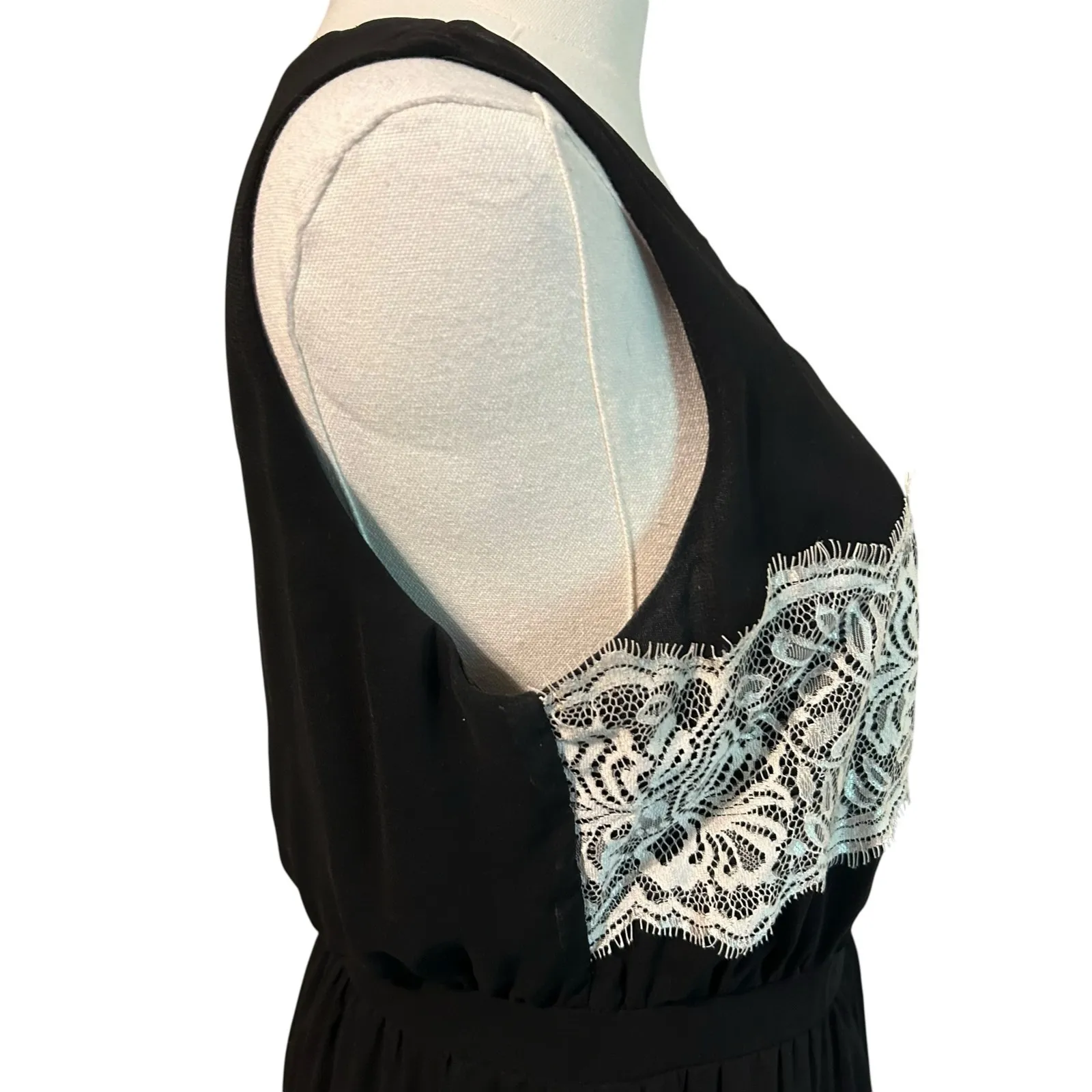 YA Los Angeles Dress Silk Blend Black Sheer w/ Lace Lining Med Sleeveless - Image 7