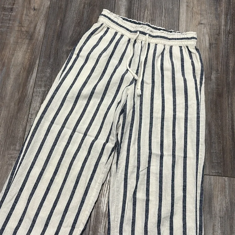 J. Crew Striped Linen Cotton Blend Wide Leg Paper-bag Pants Size XS - Image 7