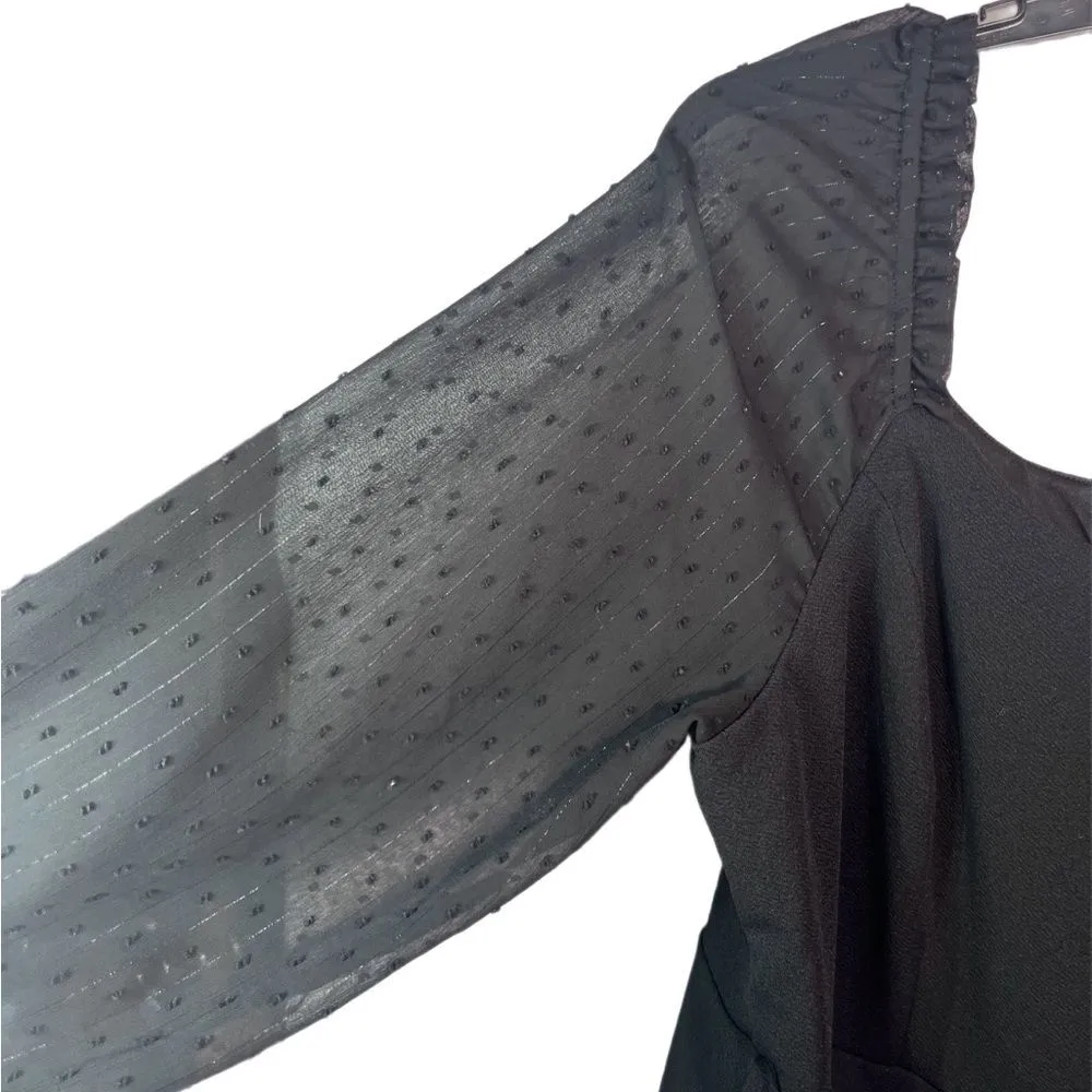 Crystal Doll square neckline fit and flare SHEER LONG SLEEVE dress - Image 6