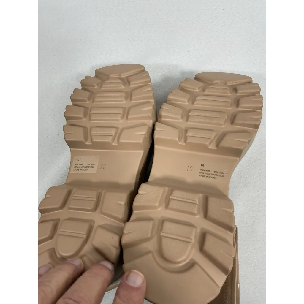 Womans Cape Robbin Pullon Chunky Ankle Boots 10 Tan Square Toe Retro Style NWOT - Image 7