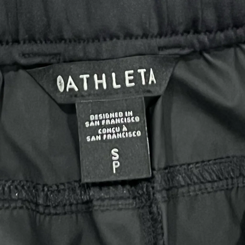 Athleta Rise Pant Black Small Relaxed Fit Track Pants Mid Rise Bungee Hem - Image 8