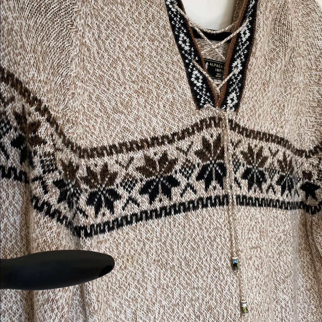 Alpaca Exotic Imports 100% Alpaca Made In Peru Sweater Hoodie Size Large - Image 12