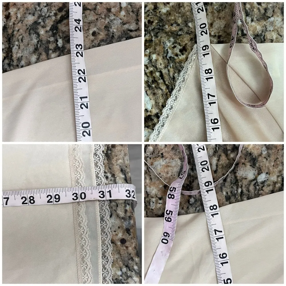 Vintage Y2K JCPenney Beige Pink Lace Trim Midi Slip Dress Adjustable Straps 40 Size undefined - Image 6