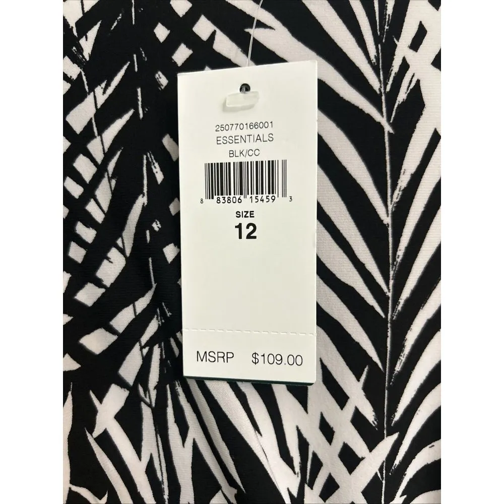 Lauren Ralph Lauren Sheath Dress Black White‎ Botanical Cap Sleeve Size 12 $109 - Image 9