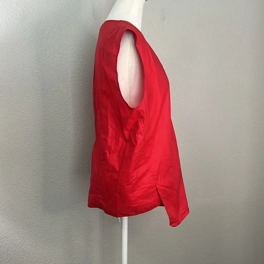 Helmut Lang Asymmetric Sleeveless Button Down Red Size Medium - Image 2