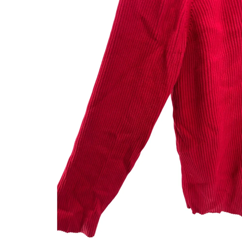 Lane Bryant ribbed red zip up hooded sweater fitted 18/20 cotton fall holiday - Image 3