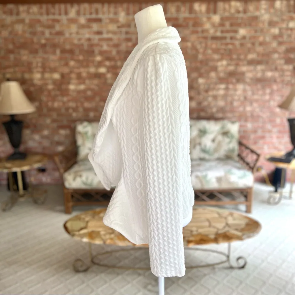 Blazer White Open Front Cable Knit Asymmetrical Hem NWOT M Chic - Image 7