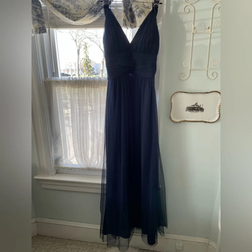 Amsale french blue halter bridesmaids prom astrid dress size 10 - Image 2