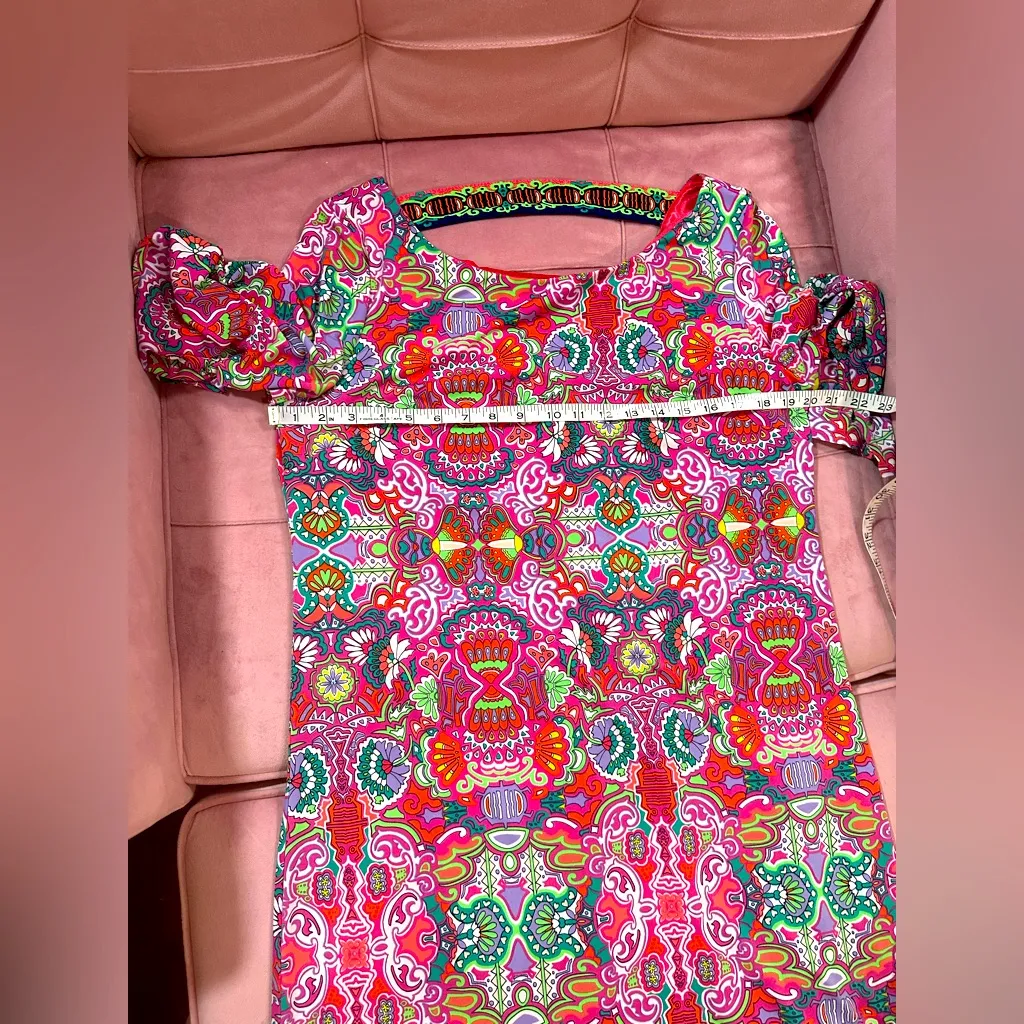 Laundry Shelli Segal Calypso Paisley Floral pink print shift dress Size Large - Image 10