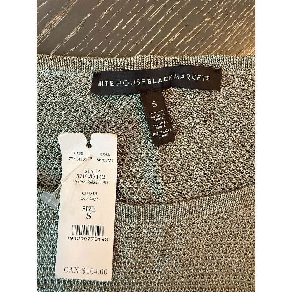 White House Black Market Women's Green Boat Neck Pullover Sweater S - Image 8