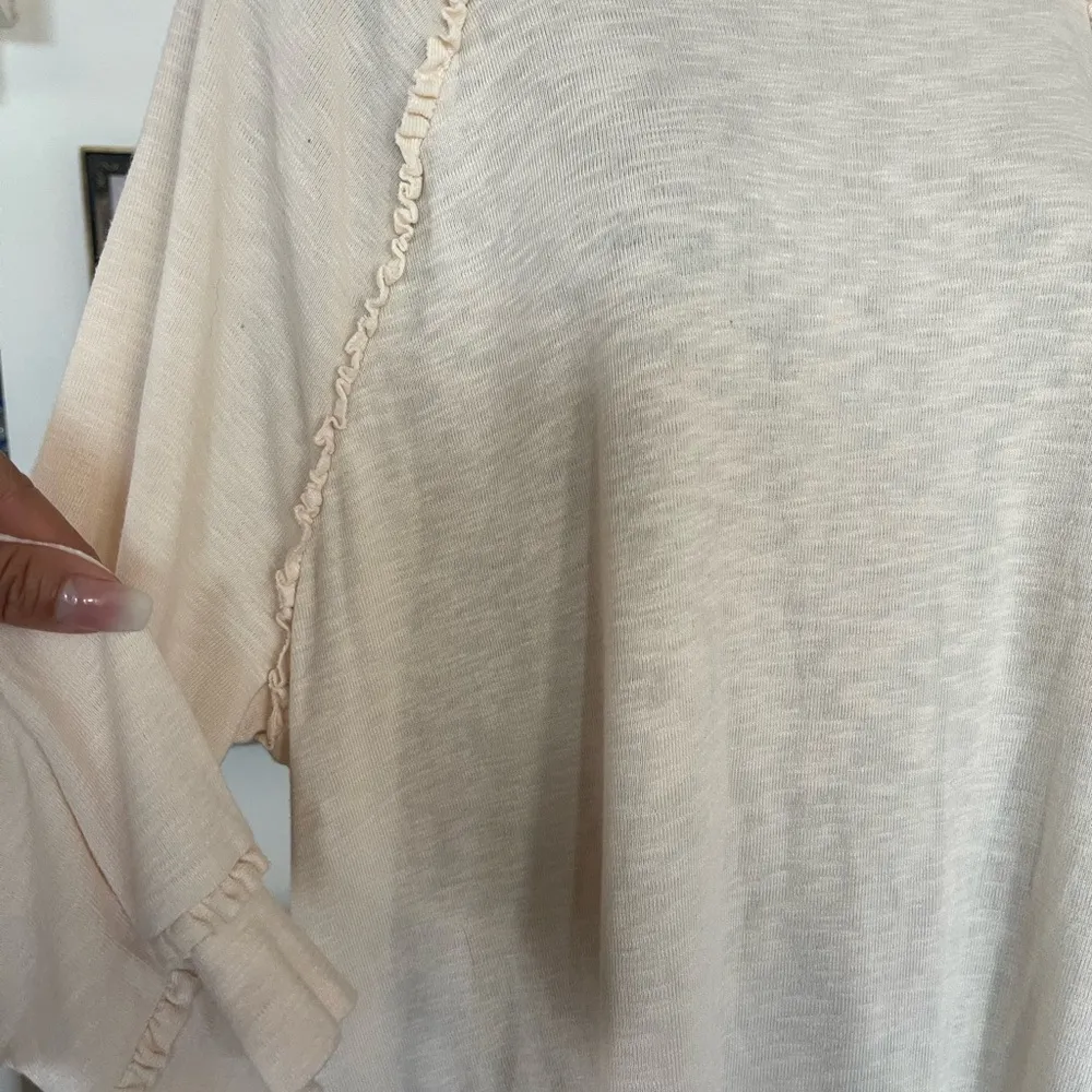 LC Lauren Conrad Tunic Blouse Women's XL English Cream Cotton Blend Raglan Slee - Image 3