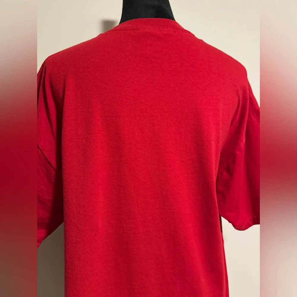 EUC Jerzees Red and Orange Happy Halloween Graphic Tee size large - Image 6