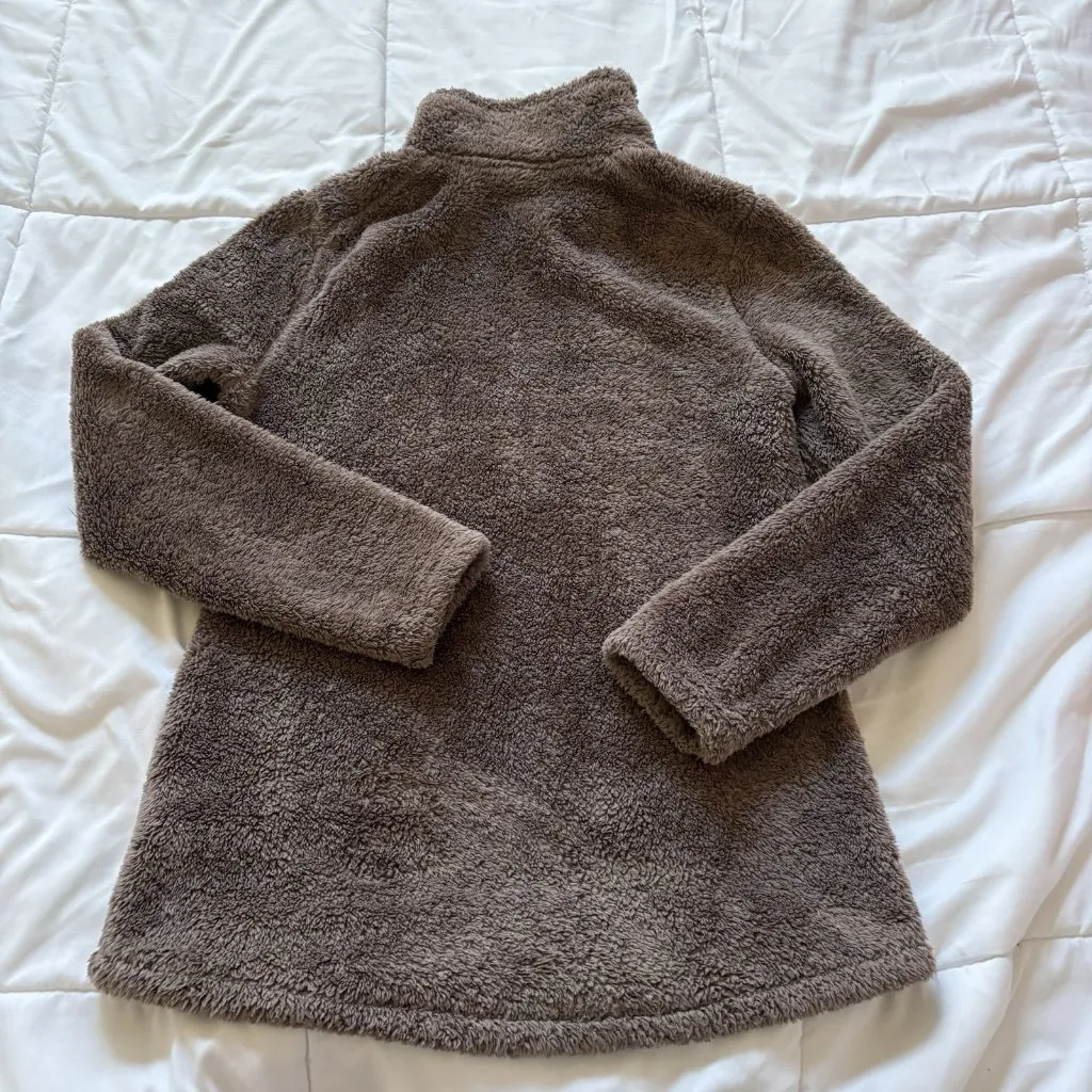 L.L. Bean Vintage Quarter Zip Sherpa Sweatshirt Jacket Wonans Size Xs Brown - Image 8