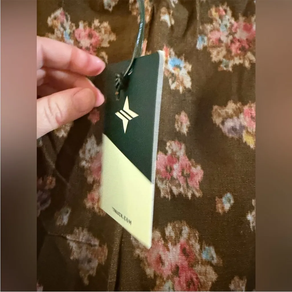 NWT Tuckernuck ashford brown corduroy Floral Brown Women's Pants size xl - Image 9