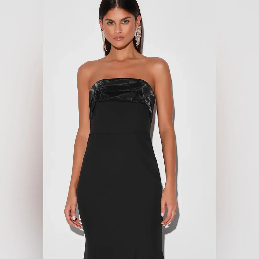 NWT Lulus Brilliantly‎ Bold Strapless Mermaid Maxi Dress in Black Size XS - Image 3