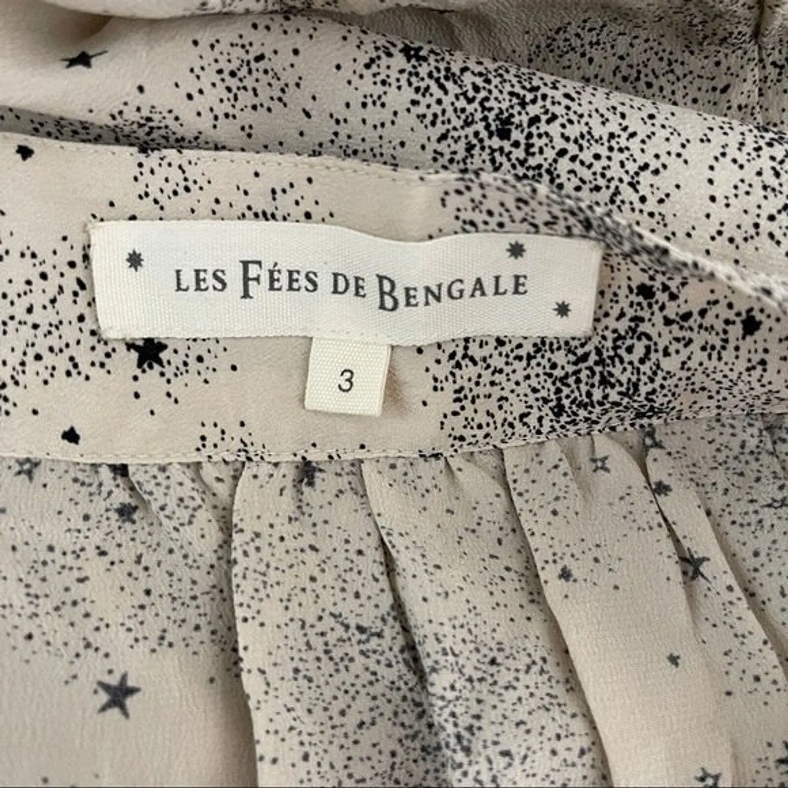 Les Fees de Bengale Skirt Women 6 Ivory Black Star Print A - Image 4