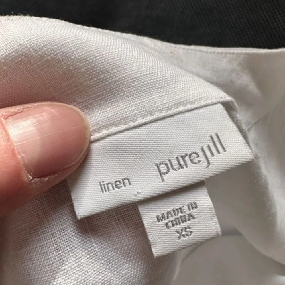 J Jill Pure Jill Love Linen Lagenlook Relaxed Linen‎ Popover Top XS Oversized White - Image 4