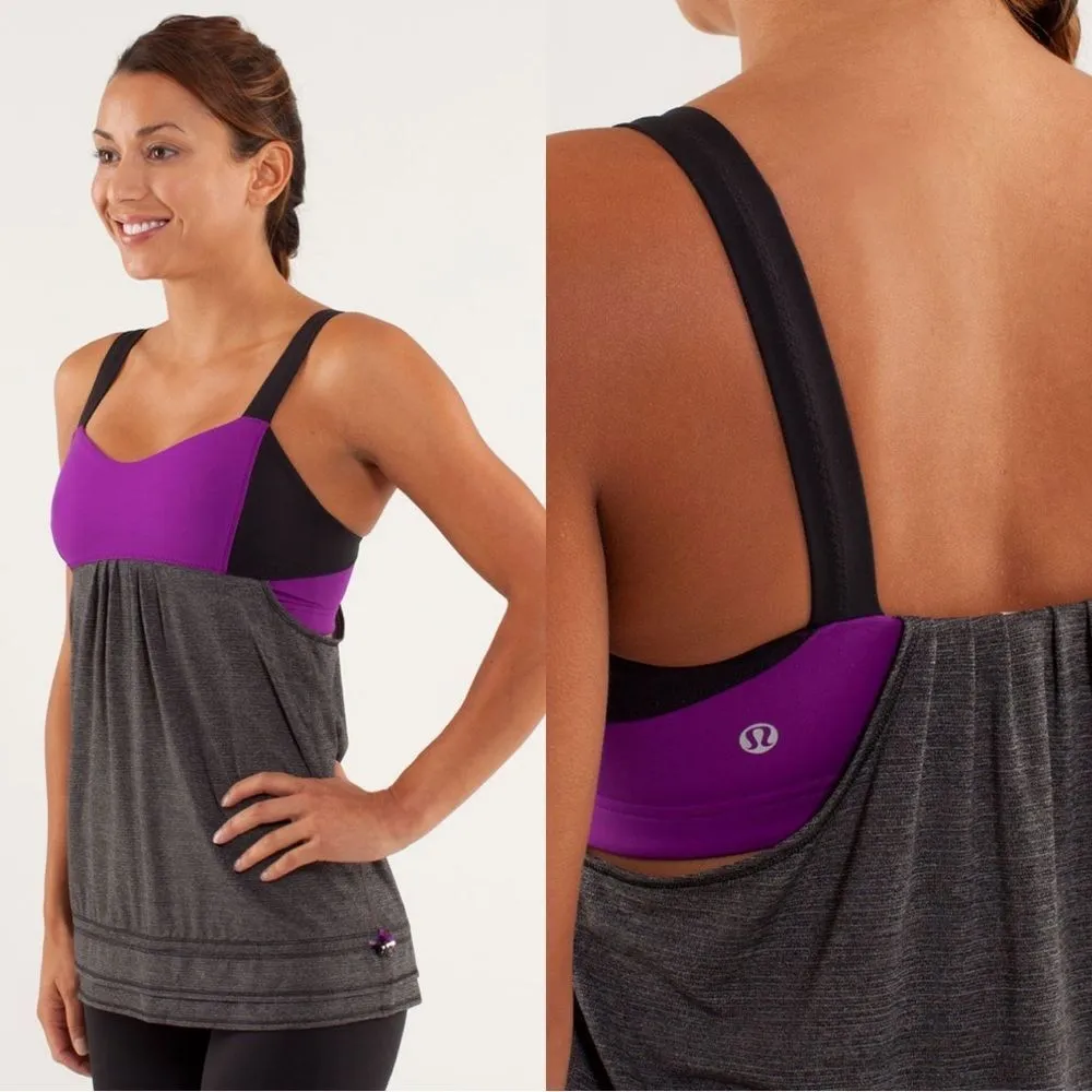 Lululemon Run Back On Track Tank Built-In Bra Black Tender Violet Purple Size 6 - Image 3