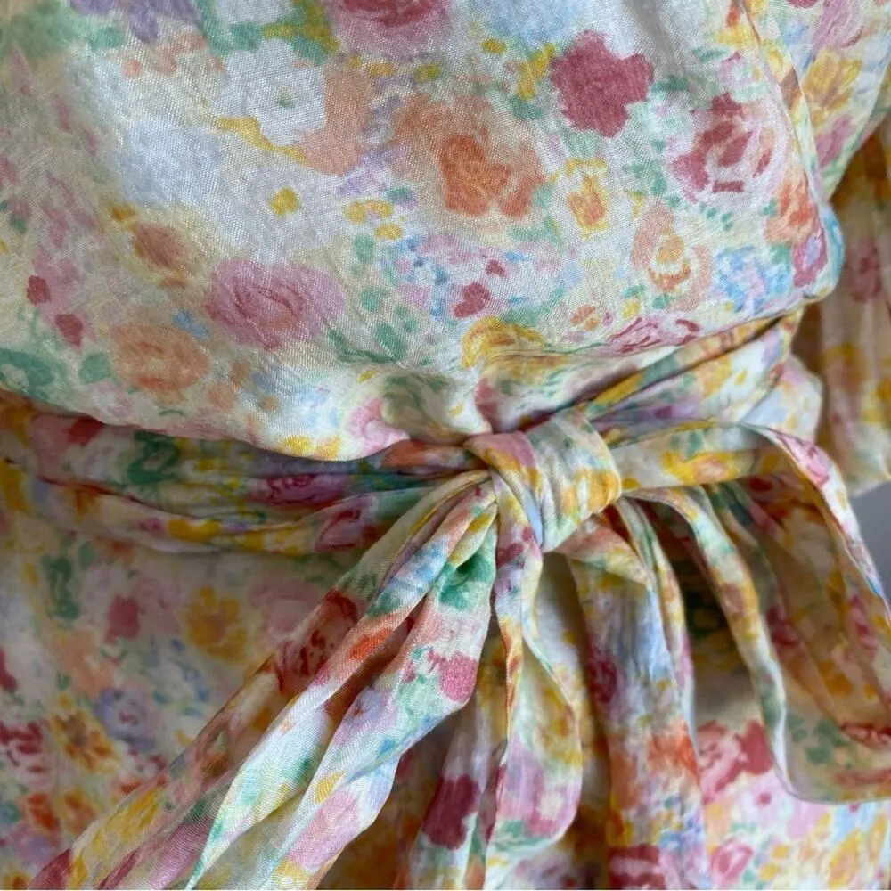 MINKPINK Elvire Floral Romantic Wrap Print Mini Dress Size X-Large - Image 5