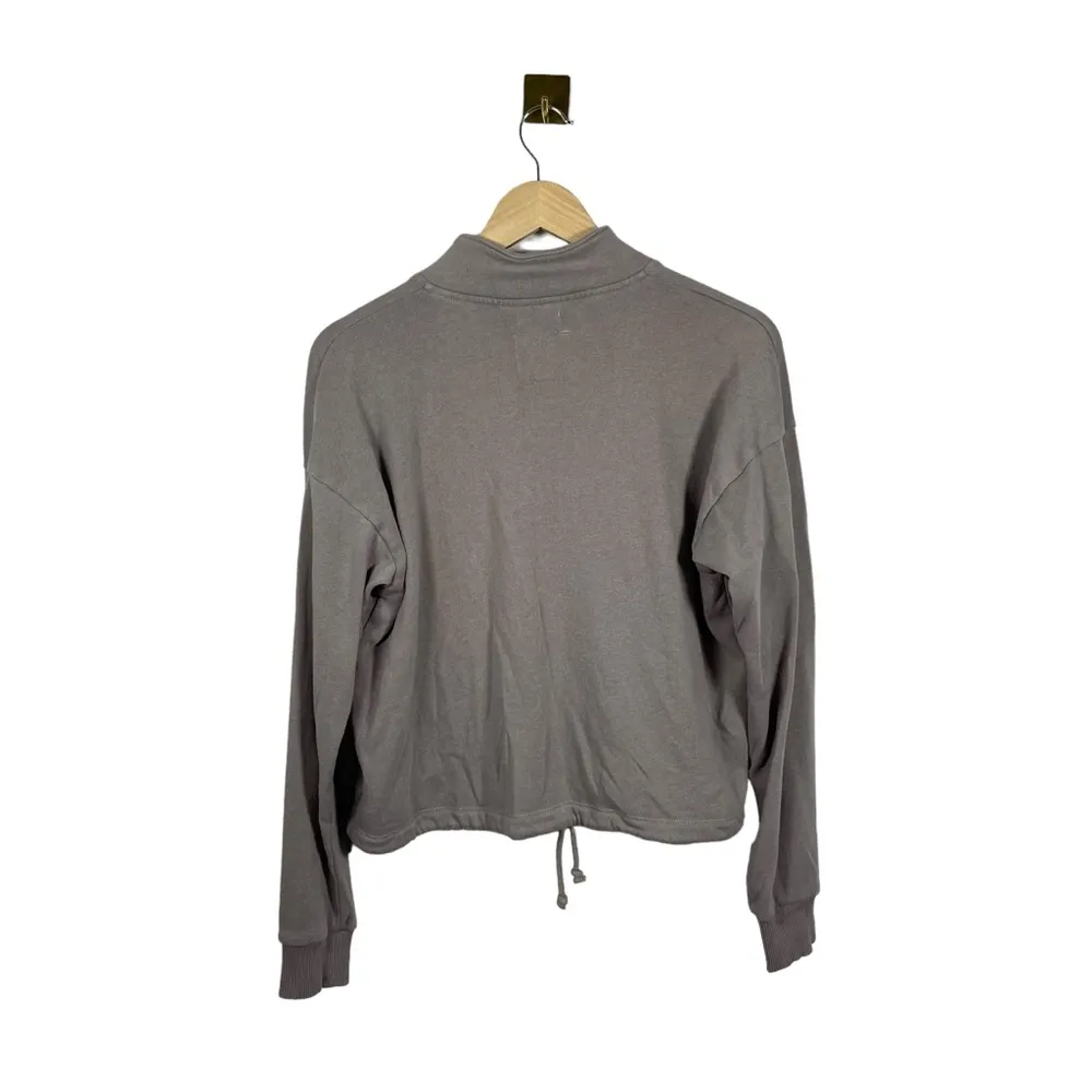 American Eagle Cinched Waist Fleece Quarter Zip in Grey Size XS - Image 7